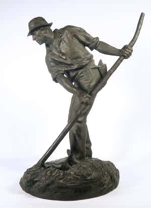 Paul M.L. Pierre Richer - Bronzen beeld, De maaier (Zeer groot) verkocht voor € 1!