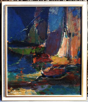 Wil van Leeuwen - Zeilbootjes, olieverf op paneel (ingelijst) kopen? Bied vanaf 1!