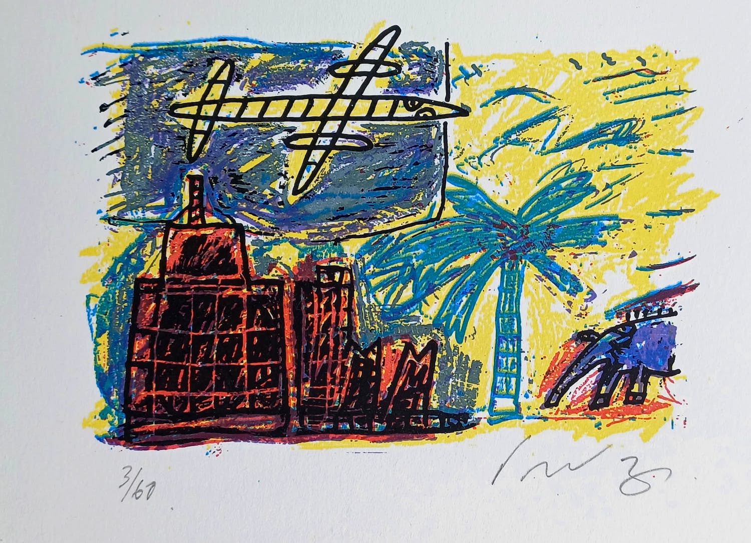 Dodog Soeseno - Zeefdruk: City - 1990 verkocht voor € 45!