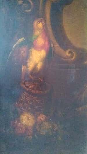 Niet of onleesbaar gesigneerd - Papegaai op een mand verkocht voor € 1!