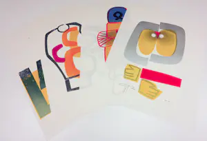 Adrian de Gijzel - Hout en linosnedes, Lot van 4 abstracte composities kaufen? Bieten Sie von 70!