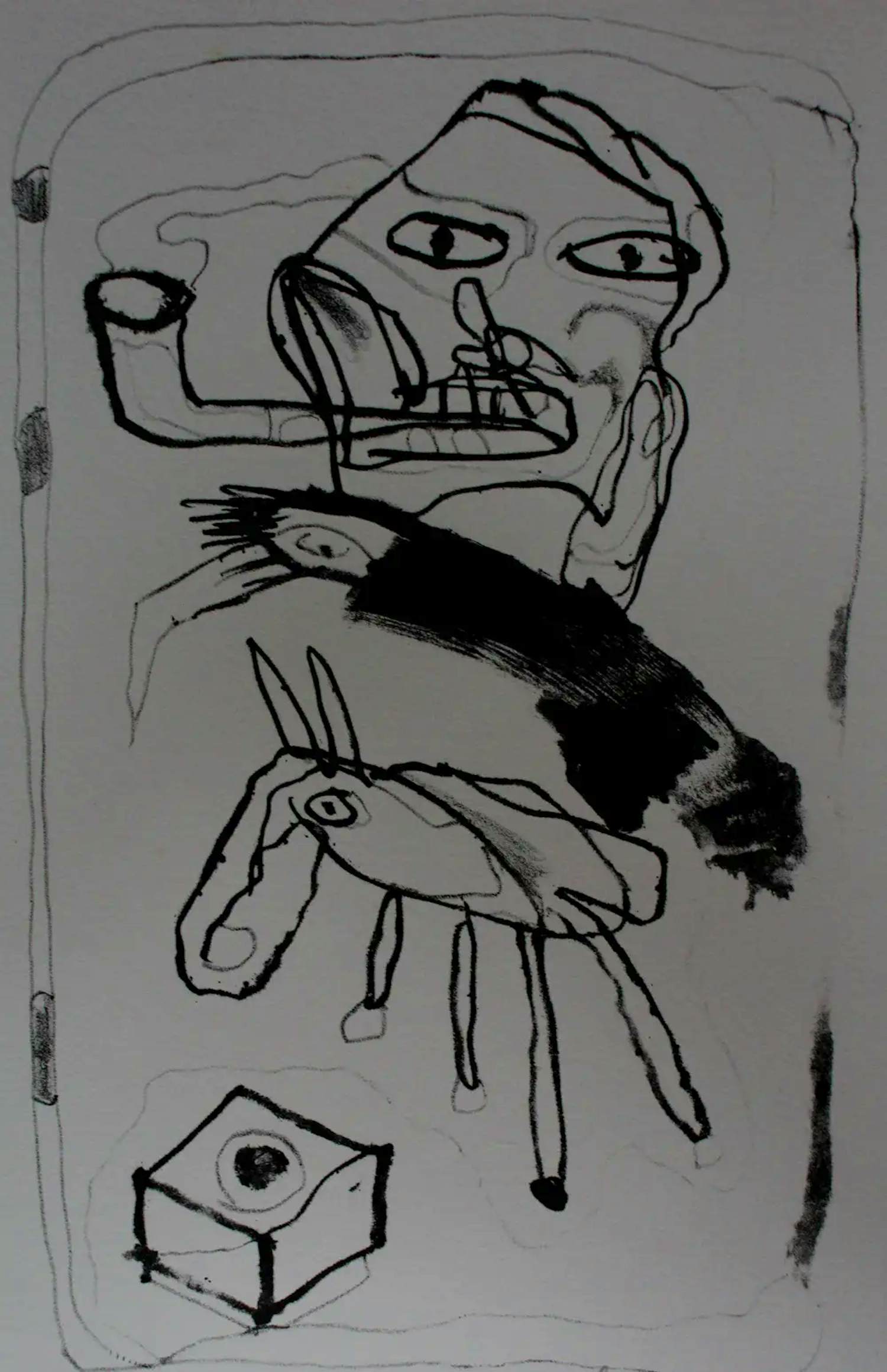 Lucebert - Litho met gedicht: De roker - 1982 verkocht voor € 159!