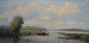 Niet of onleesbaar gesigneerd - Klein (20ste eeuw) - Hollands rivierenlandschap kopen? Bied vanaf 10!