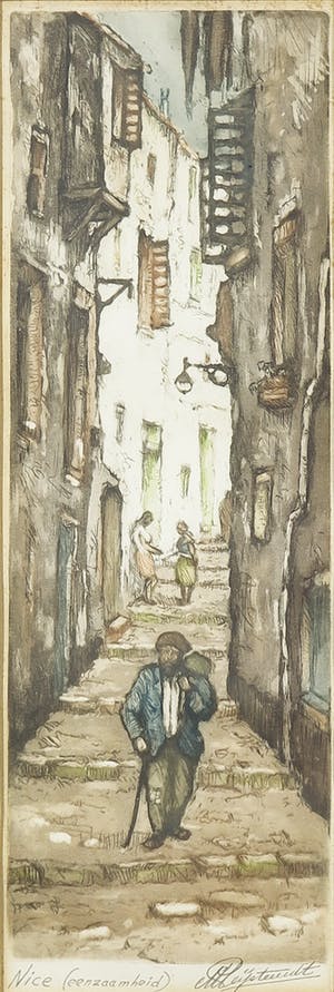 Niet of onleesbaar gesigneerd - Ets, Nice (eenzaamheid) - Ingelijst kopen? Bied vanaf 1!