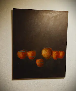 Rob Verkerk - Bij galerie Kapberg in 1993 gekocht groot olieverf stilleven "Appels" - gesignrd kopen? Bied vanaf 58!