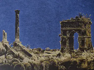 Jos Muris - Erg mooie kleuren - Zeefdruk "Een landschap met ruines" beperkte oplage (115) kaufen? Bieten Sie von 40!