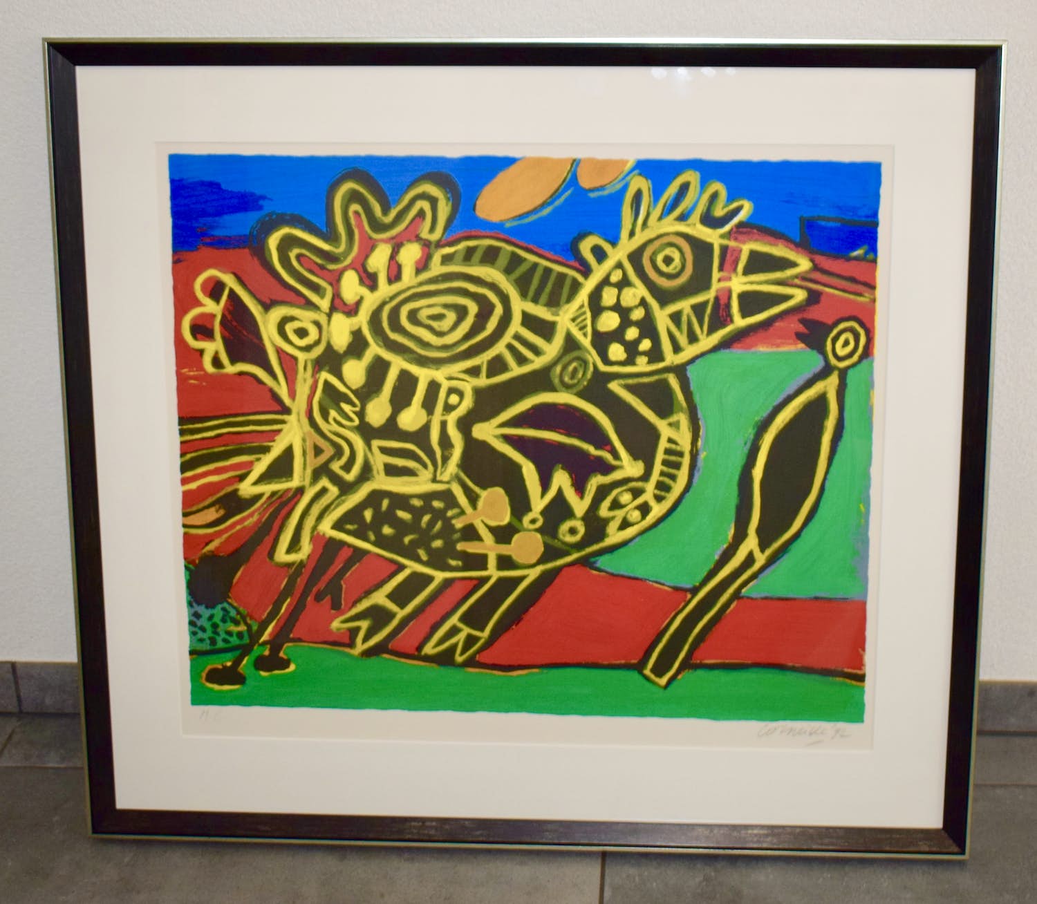 Corneille - Litho - L'oiseau né - Geheel nieuw ingelijst verkocht voor € 425!