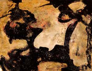 Pieter van Goudzwaard - Moment - 1966 - olieverf en inkt op papier - BKR Den Haag verkocht voor € 10!