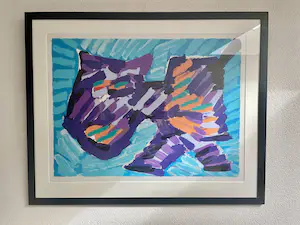 Karel Appel - HAPPY CAT - KLEURLITHOGRAFIE - LITHOGRAPHIE COLORE - 64x82cm - NIEUW INGELIJST kaufen? Bieten Sie von 250!