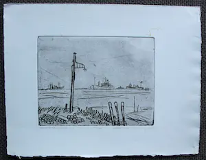 Jos van den Berg - ets: Westerschelde - 1967 kopen? Bied vanaf 49!