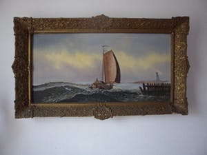 Niet of onleesbaar gesigneerd - Olieverf op doek, Boot met zeezicht kopen? Bied vanaf 10!