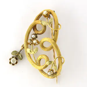 Victoriaanse 18k geel gouden broche met steen parels – 2.1 gram kopen? Bied vanaf 230!