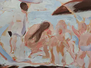 Quintus Jan Telting - Mensen aan het strand. kopen? Bied vanaf 399!