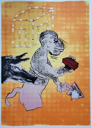 Jorg Immendorff - Maureraffe, signiert, datiert und e.a. kopen? Bied vanaf 440!