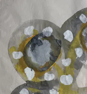 Jac Gijzen - gouache op Nepalees papier | 'Zonder titel' (INGELIJST) kopen? Bied vanaf 20!