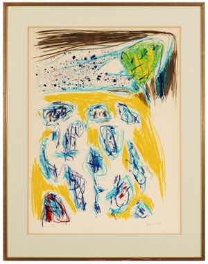 Asger Jorn - Jaune-bleu verkocht voor € 1650!