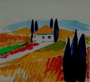 Jan Cremer - Ingelijste ets/aquatint: Toscana IV - 1998 kopen? Bied vanaf 399!