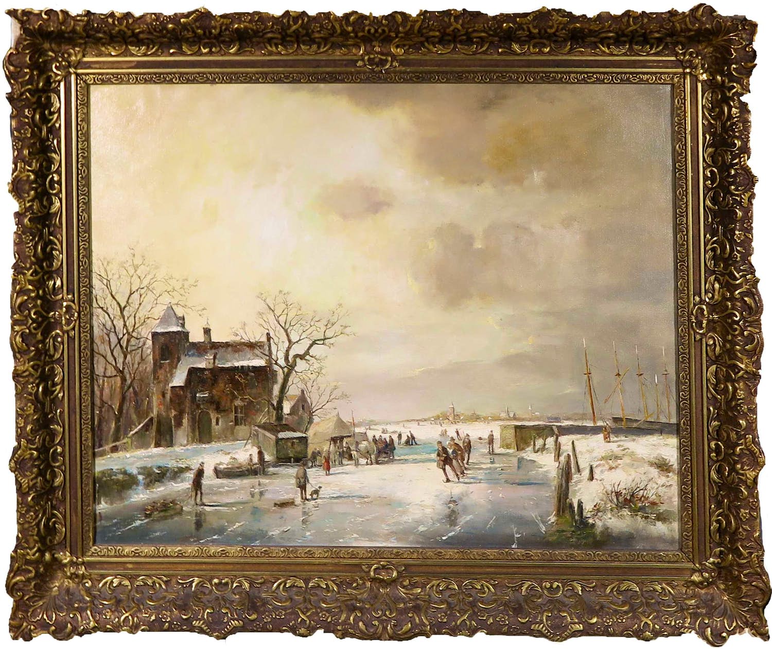 Niet of onleesbaar gesigneerd - Olieverf op doek, Winters landschap - Ingelijst kopen? Bied vanaf 1!