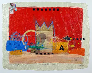 Theo Koster - Zeefdruk en collage, India II - Ingelijst (Groot) kopen? Bied vanaf 40!