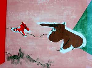 Constant - ingelijste litho: 2 dieren - 1965 verkocht voor € 395!