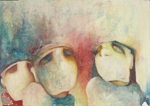 Annica Koot - Acryl op papier, De buitenstaanders kopen? Bied vanaf 1!