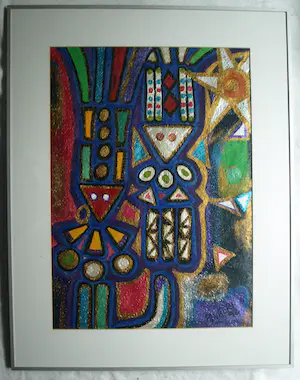 Pepe Viteri - Ingelijst, Acryl op papier , Dansantes (‘Dansers’) – 1992 – Lijst, 91½ x 71½ cm kopen? Bied vanaf 50!