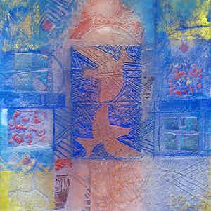 Chabab Tayefeh Mohajer - Gemengde techniek op doek, Entre deux lacs verkocht voor € 1!