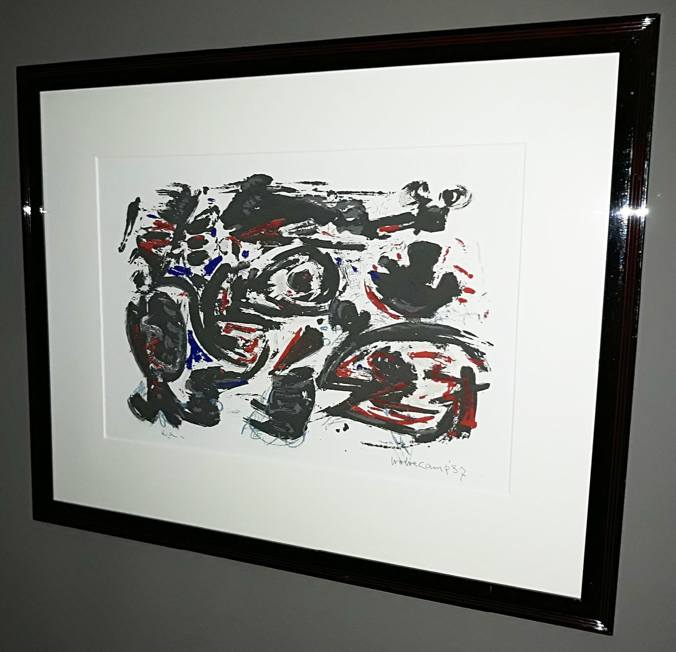 Theo Wolvecamp - Abstracte compositie, litho (mooi ingelijst) kopen? Bied vanaf 225!