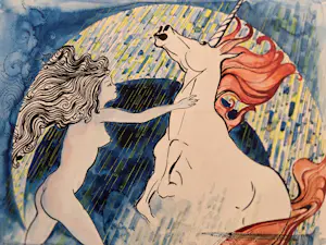 Victor Bouter - Vrouw en Eenhoorn. Naakt. Illustratie voor boek Fidessa van Louis Couperus. kopen? Bied vanaf 119!