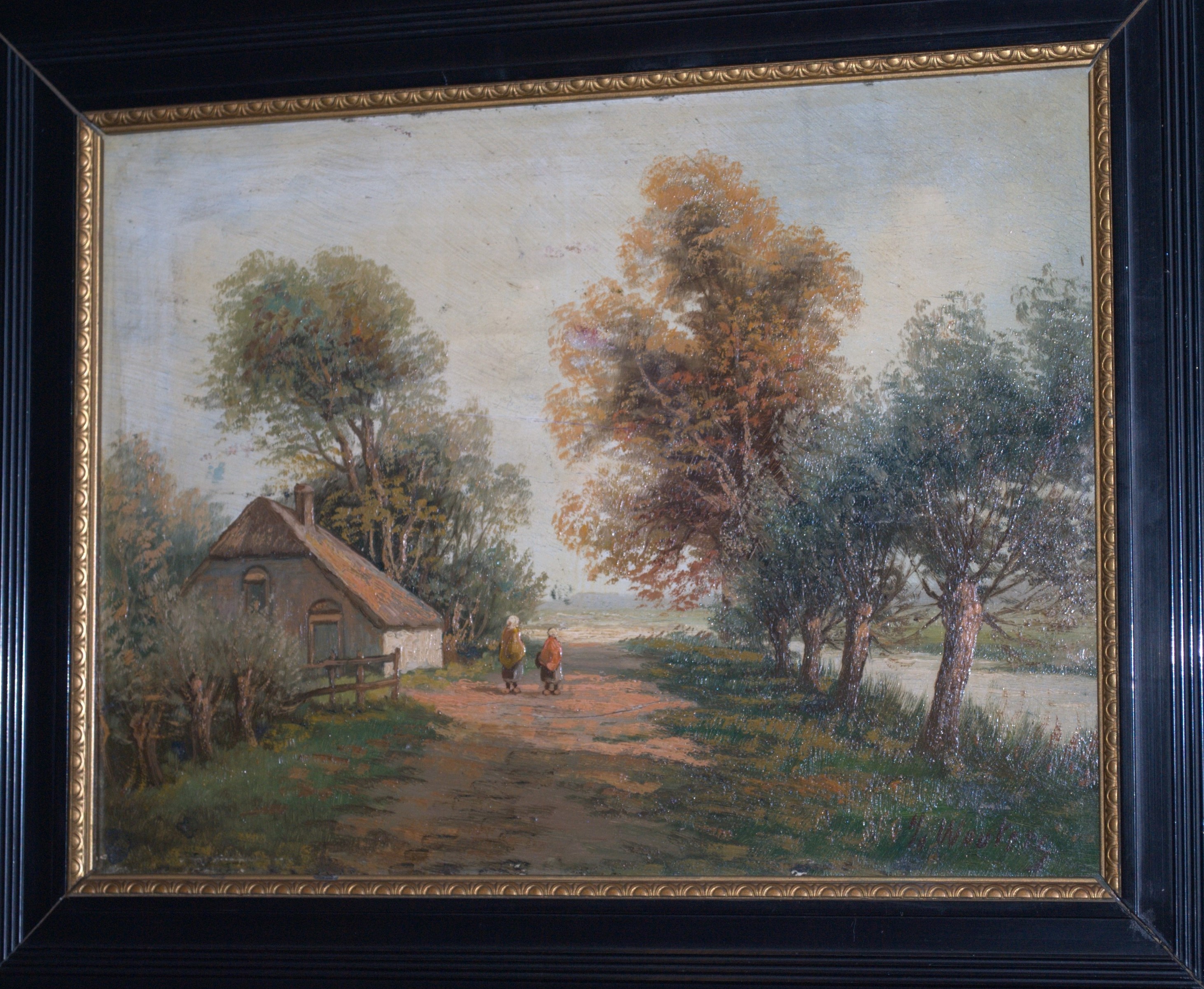 Niet of onleesbaar gesigneerd - landelijke scene - olieverfschilderij kopen? Bied vanaf 1!