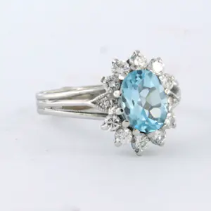 18k witgouden ring met topaz en briljant geslepen diamant 0.41 ct - rm 18.25 kopen? Bied vanaf 525!