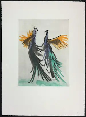 Inge Noeggerath - Vier etsen / aquatints, Vogels en kat kopen? Bied vanaf 1!