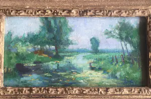 Anton Smeerdijk - olieverf op doek - slootje in polder nabij Kortenhoef kopen? Bied vanaf 225!