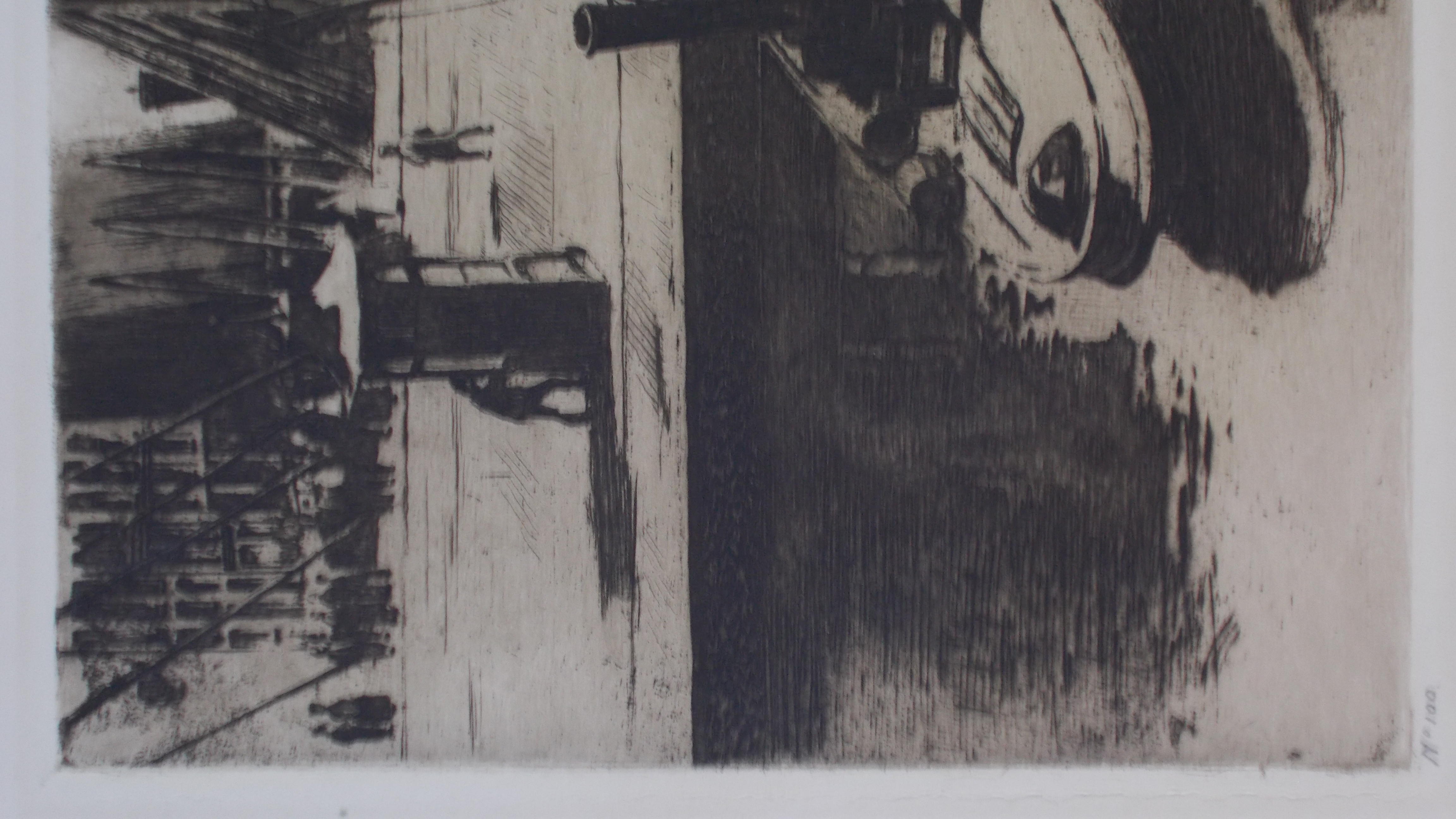 Willem Witsen - Damrak met gezicht op een steiger en een bouwput kopen? Bied vanaf 225!