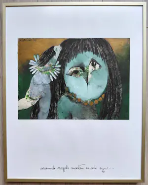Ans Wortel - Vreemde vogels moeten er ook zijn …., gouache (netjes ingelijst) kopen? Bied vanaf 250!