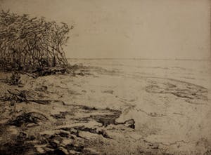 Frederika Broeksmit - Tekening en ets : Zuiderzee strand kopen? Bied vanaf 99!