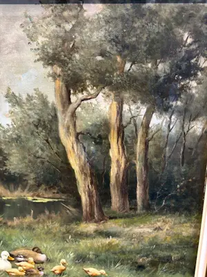 J. Damstra - Eenden met kroost in het bos bij een vijver kaufen? Bieten Sie von 100!
