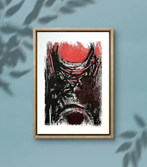 Maurice Haccuria - Abstrakte Komposition in Rot und Schwarz aus dem Jahr 1971 kopen? Bied vanaf 60!