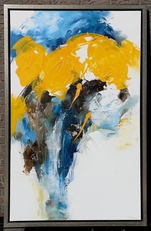 Ria Erckens - Abstracte compositie, acrylverf op doek (zeer groot, mooi ingelijst) kopen? Bied vanaf 350!
