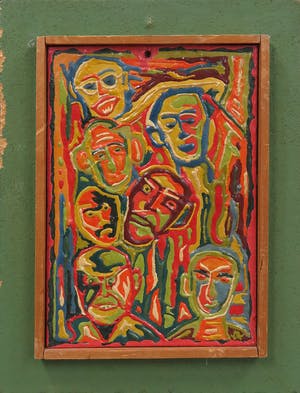 Johan Jacob Voskuil - Olieverf op paneel, Compositie met gezichten kopen? Bied vanaf 100!