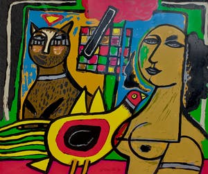 Corneille - Le damier amoureux, zeefdruk (netjes ingelijst, groot!) kopen? Bied vanaf 495!