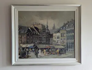 Pie Wilhelmus - De markt van Maastircht met zicht op de Grote Gracht kopen? Bied vanaf 150!