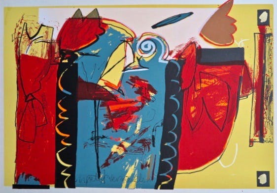 Pieter Vermeulen - Cat fishing for goldfish - Ingelijst verkocht voor € 1!