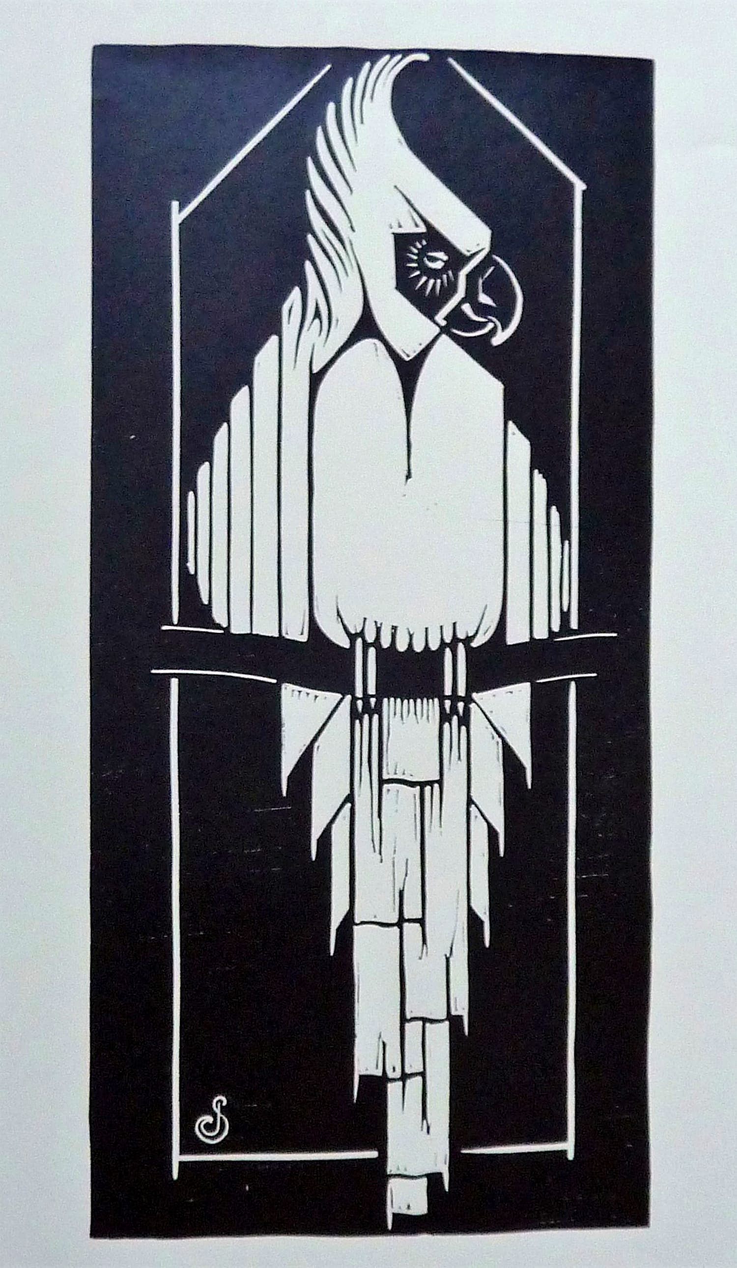 Jan Schonk - Houtsnede Kaketoe 1927 verkocht voor € 50!