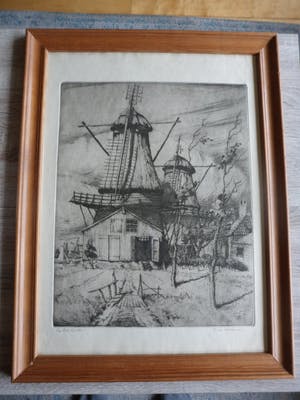 Hans van Dokkum - Ets, Molenzicht. kopen? Bied vanaf 30!
