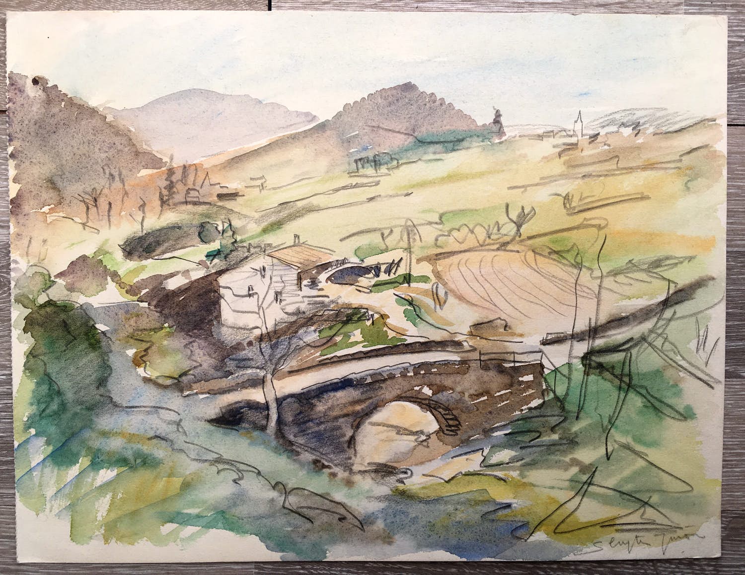 Jan Sluijters (jr.) - Berglandschap met brug en beek kopen? Bied vanaf 90!