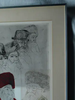 Abraham Yakin - Ingelijste kleurenets , Joodse mensen – E/A nr. 42/48 – 78 x 48 cm. kopen? Bied vanaf 80!