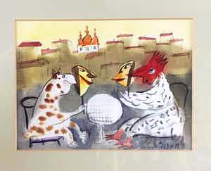 Roman Zuzuk - Prachtige aquarel - 'Mask' - Uniek werk - Gesigneerd en gedateerd - 1999 verkocht voor € 65!