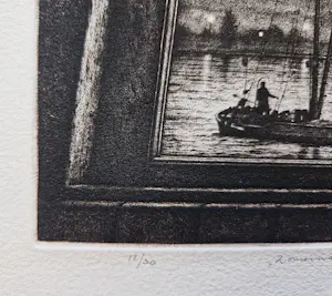 Hans Blanken - Sfeervolle ETS "zomernacht aan de Hoogedijk" kleine oplage (30) - potloodgesign kopen? Bied vanaf 141!