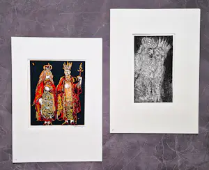 Jan Mensinga - twee typische JM kleuren lithografieen "Koningspaar en koningen" gesigneerd kopen? Bied vanaf 46!